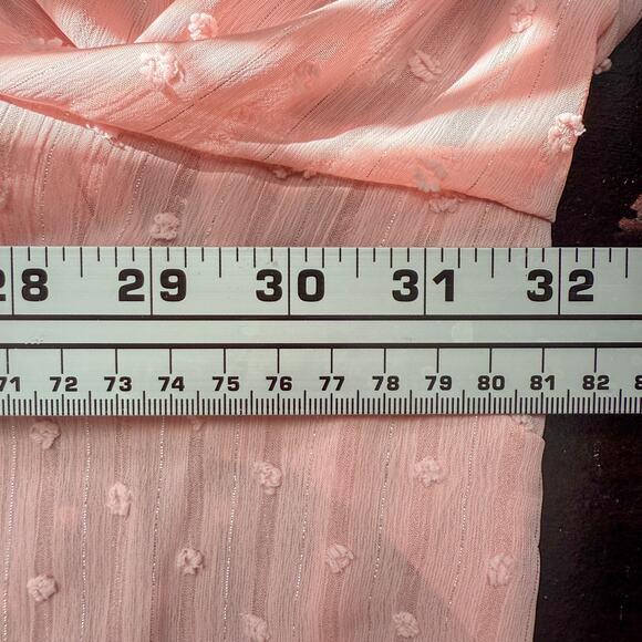 Torrid Pink Chiffon Textured Swiss Dot Semi-Sheer Bow Blouse Size 6X (30) - Picture 13 of 16